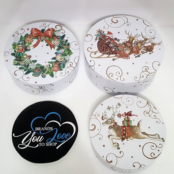 NEW Williams Sonoma Set of 3 Twas the Night Before Christmas Nesting Cookie Tins - Picture 1 of 8